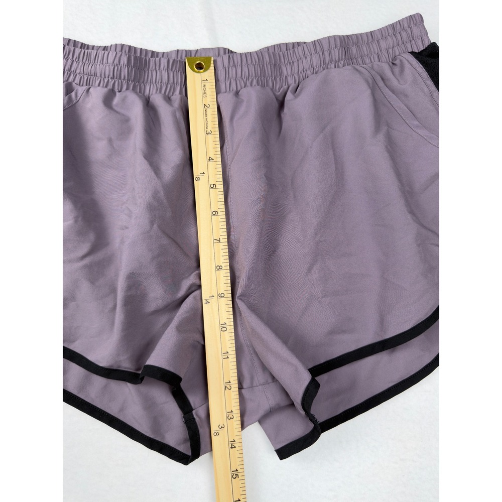 Under Armour HeatGear Womens XL Purple Black Mesh Trim Running Shorts Loose Fit - Picture 3 of 7